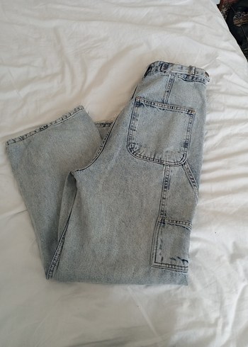 Buz mavisi Bol Kesim Kadın Denim Pantolon
