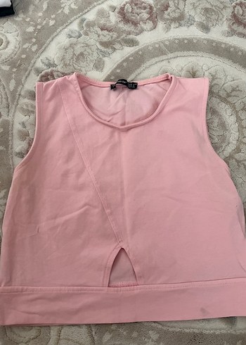 pembe kolsuz göbek detaylı crop