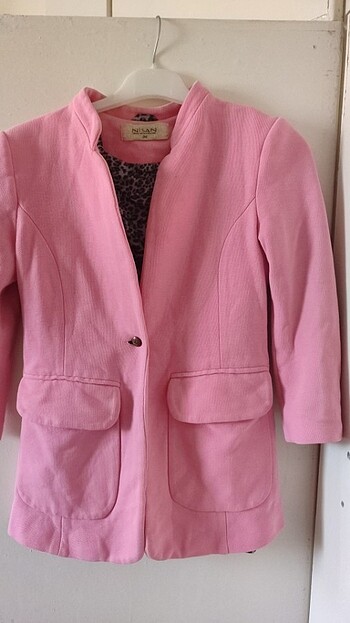 Nisan içi leoparlı pembe blazer ceket