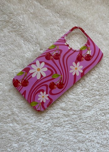 Pembe Boncuklu Kiraz Desenli Telefon Kılıfı