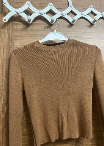 s Beden Bej Kadın Triko Uzun Kollu Sweatshirt