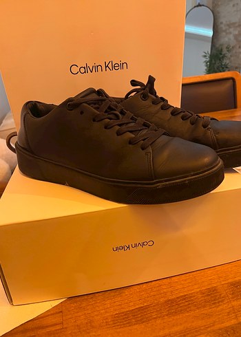 Calvin Klein Erkek Siyah Deri Sneakers