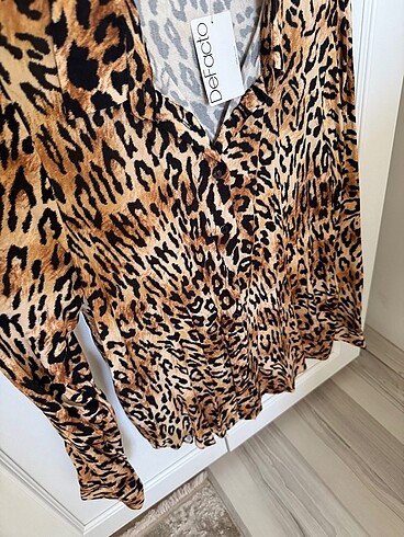 m Beden Leopar gömlek