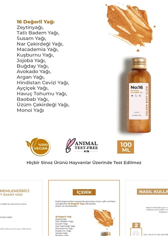 Sinoz No:6 Mucizevi Işıltılı Saç ve Vücut Bakım Yağı 100 mil - Görsel 3
