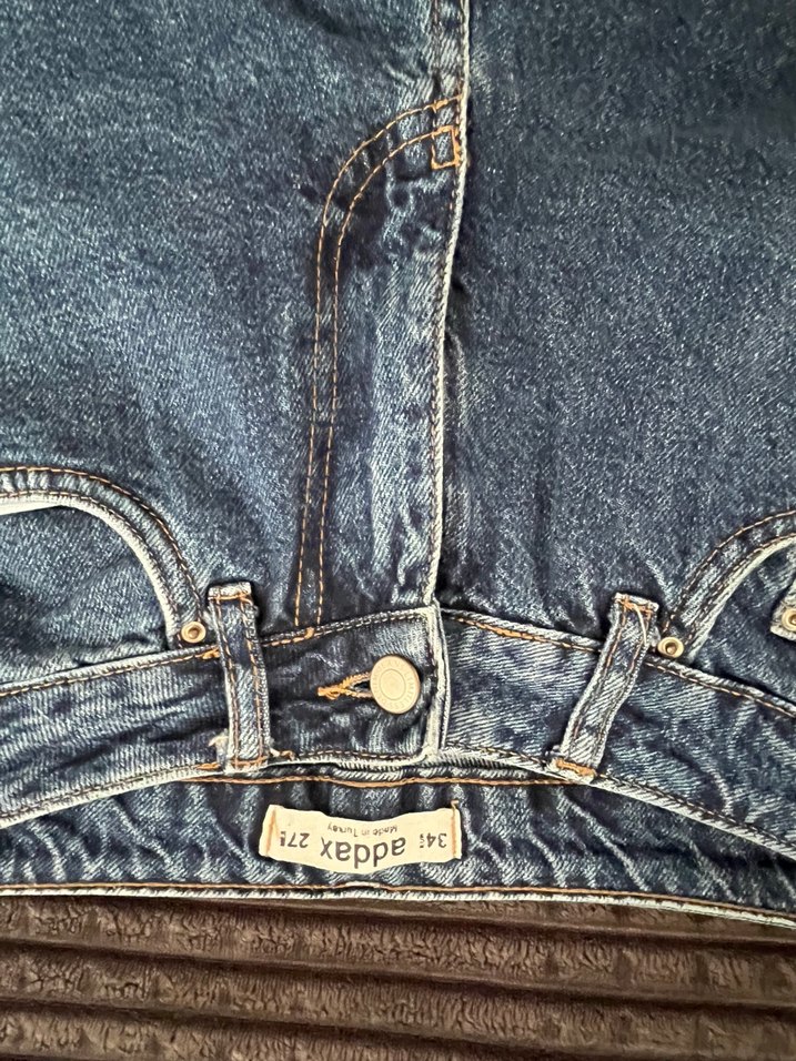 Düğmeli Mavi Kadın Kot Pantolon - Görsel 2