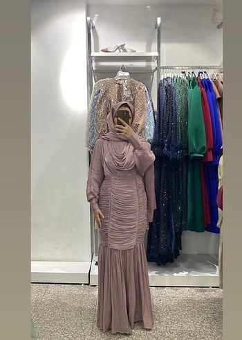 Pembe Uzun Kol Bohem Şık Elbise - Görsel 2