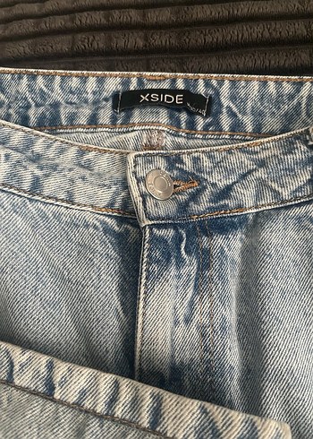 Düğmeli Bol Kesim Midi Kot Pantolon - Görsel 4