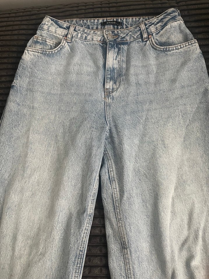 Düğmeli Bol Kesim Midi Kot Pantolon - Görsel 2