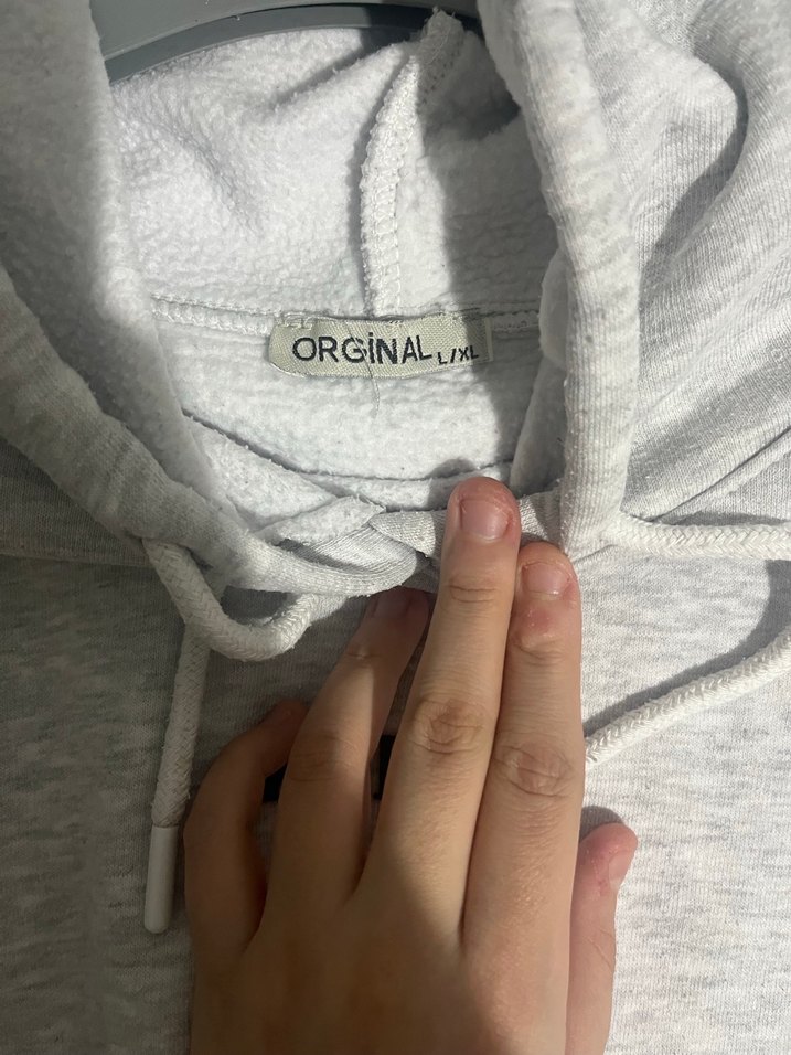 Gri Kapüşonlu Oversize Sweatshirt - Görsel 2