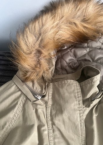 Kürk Detaylı Bej Midi Kadın Ceket - Görsel 2