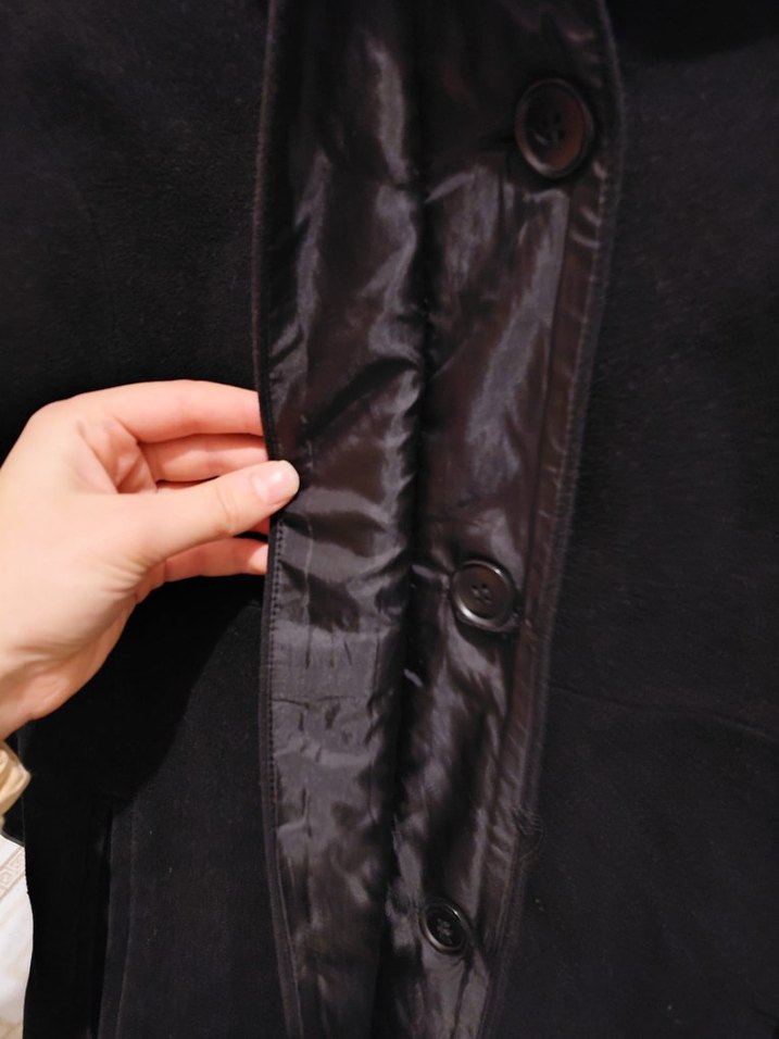 Siyah kadın Midi Boy kaşe  Kaban - Görsel 4