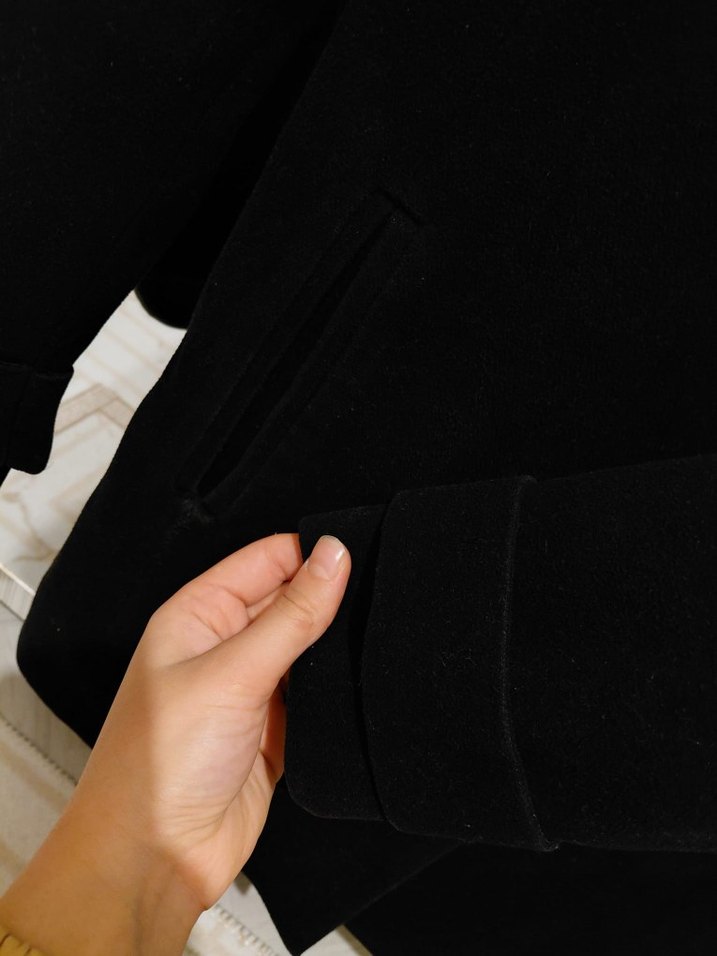 Siyah kadın Midi Boy kaşe  Kaban - Görsel 3