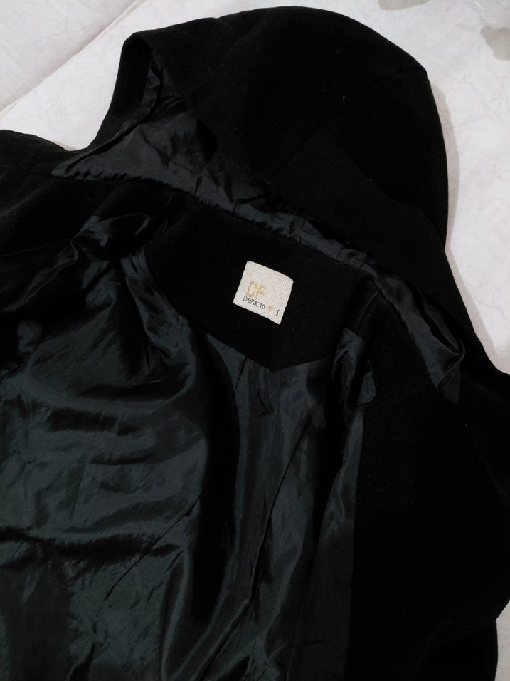 Siyah kadın Midi Boy kaşe  Kaban - Görsel 2