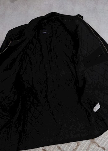 Siyah Süet erkek kaşe kaban - Midi, Fermuarlı - Görsel 6