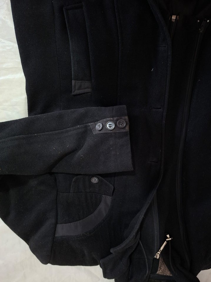 Erkek Siyah Midi Düğmeli Kaban - Görsel 3