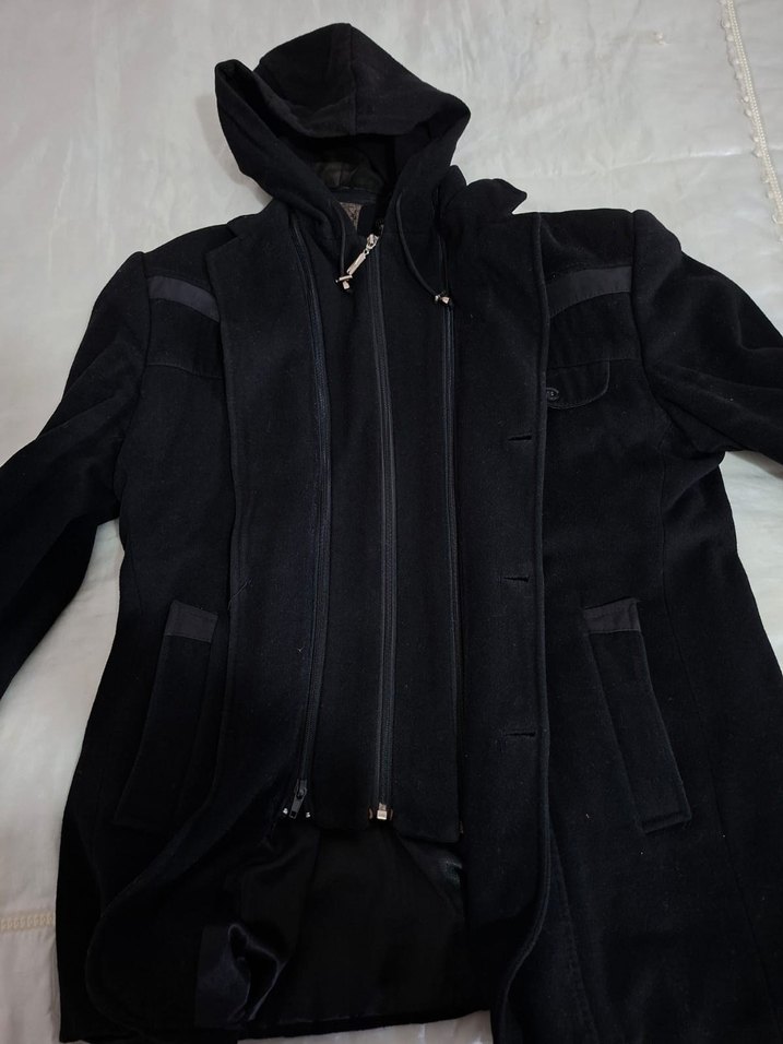 Erkek Siyah Midi Düğmeli Kaban - Görsel 2