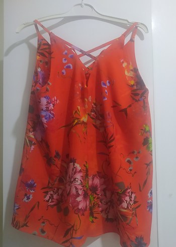 Diğer Renkli Baskılı Kırmızı Mini Bluz