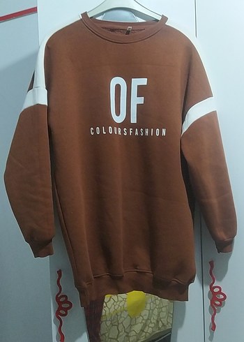 Kahverengi Baskılı Kadın Sweatshirt