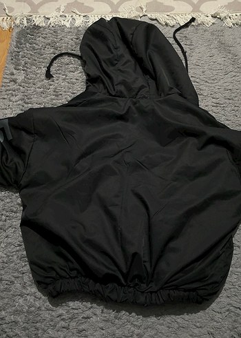 Siyah Kapüşonlu Kadın Street Wear Ceket - Görsel 3