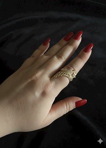 Parlak Altın Kadın Yüzük - Görsel 7