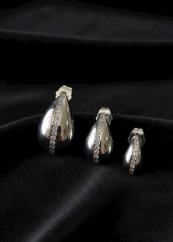 Siyah Mini Parlak Taşlı Küpe Seti - Görsel 4