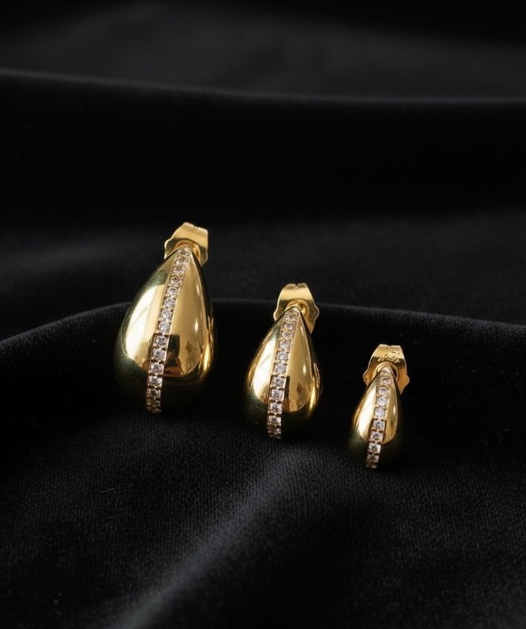 Siyah Mini Parlak Taşlı Küpe Seti - Görsel 5