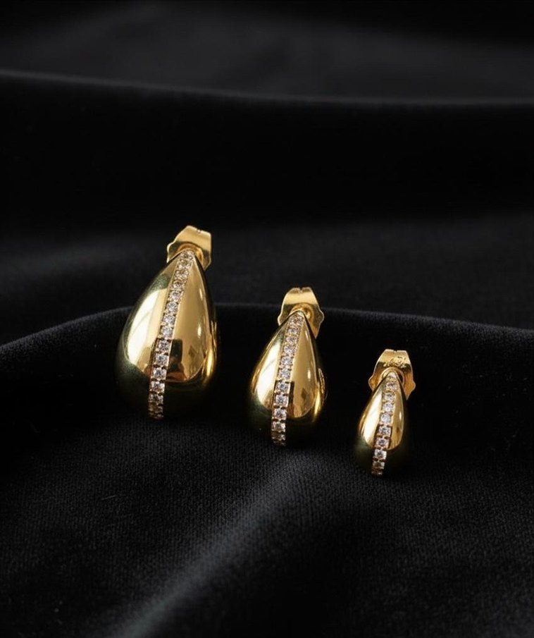 Siyah Mini Parlak Taşlı Küpe Seti - Görsel 2