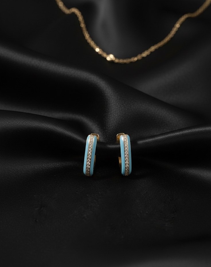 Kırmızı Mini İşlemeli Taşlı Küpe - Görsel 3