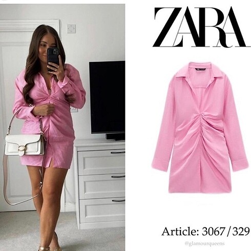 Zara Pembe gömlek elbise