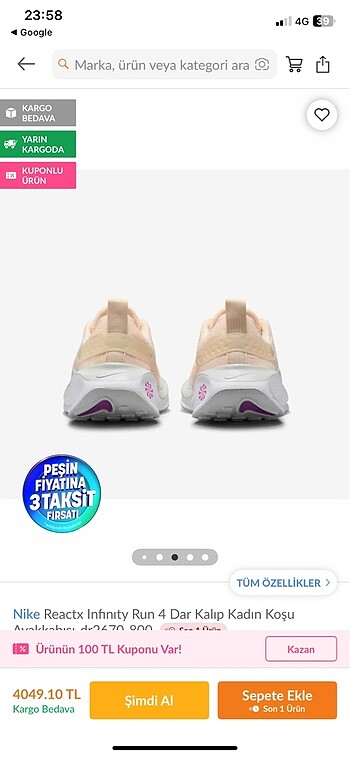 36 Beden Nike koşu ayakkabısı