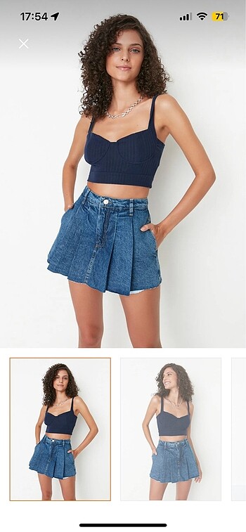 Denim şort etek