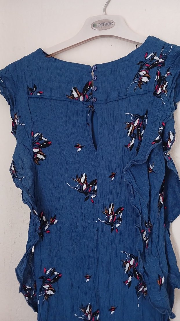 Bohem Uzun kolsuz Mavi Elbise - Görsel 2