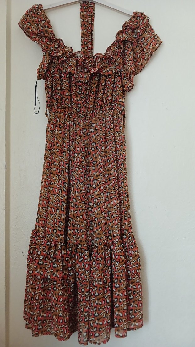 Uzun, Volanlı, şifon Elbise - Görsel 2