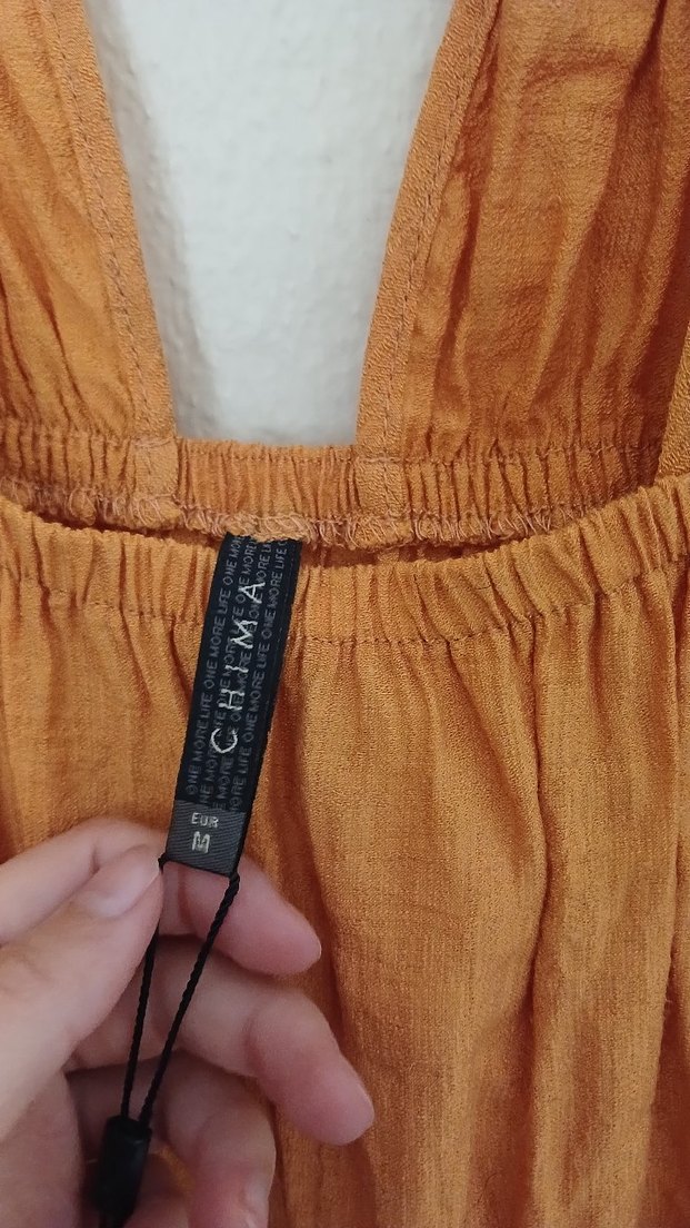 Bej Bohem Uzun Keten Elbise - Görsel 3