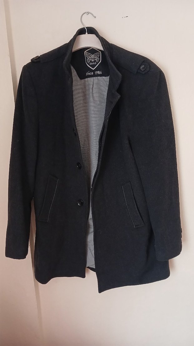 Düğmeli Gri Midi Erkek Ceket - Görsel 2