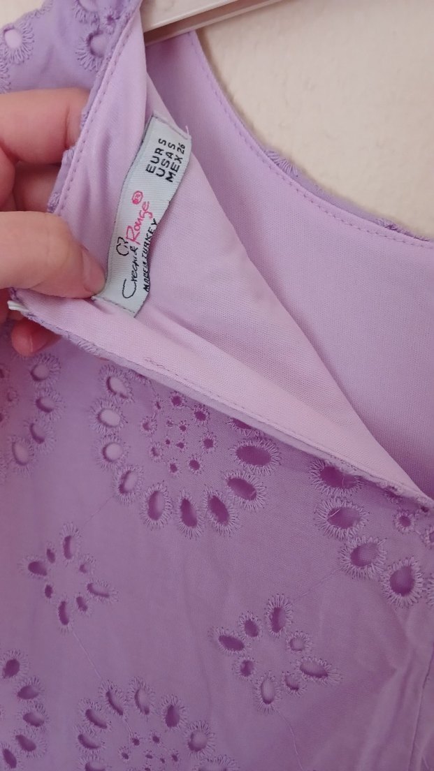 Kızlar İçin Lila Dantel Bohem Elbise - Görsel 3