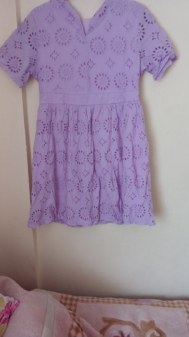 Kızlar İçin Lila Dantel Bohem Elbise - Görsel 2