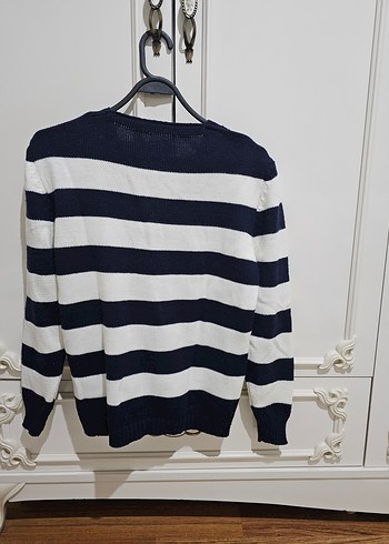 Düğmeli Çizgili Kadın Hırka - Görsel 2