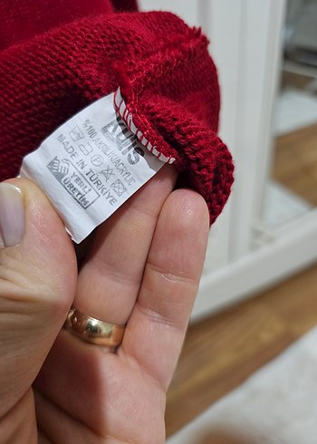 gold Düğmeli Kadın kırmızı Hırka - Görsel 4