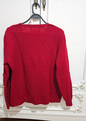 gold Düğmeli Kadın kırmızı Hırka - Görsel 2