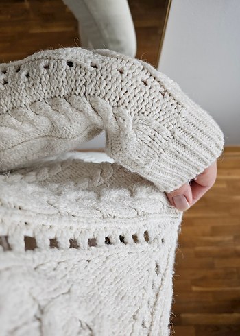 ekru Örgü Kadın Kazak - Görsel 4