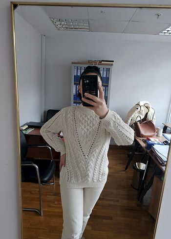 ekru Örgü Kadın Kazak - Görsel 2