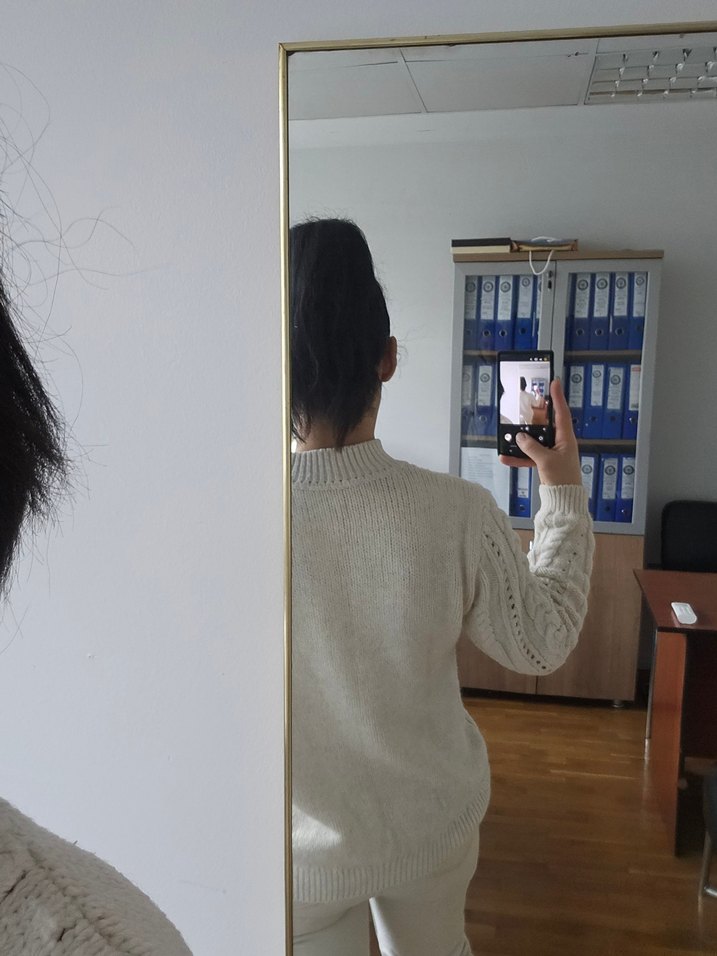 ekru Örgü Kadın Kazak - Görsel 3