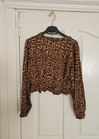 Chiccy leopar Desenli V Yakalı Bluz
