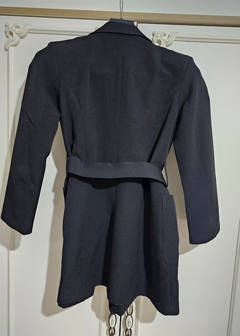 Kadın Siyah Kemerli Blazer Ceket - Görsel 3