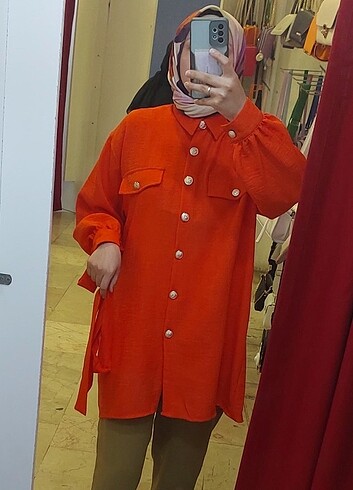 Diğer Turuncu tesettür tunik gömlek 