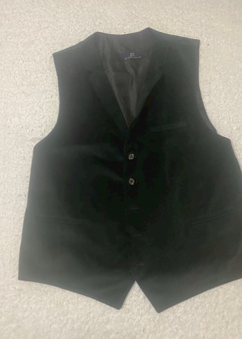 Düğmeli, kadife Parlak Yeşil, İnce Kesim erkek yeleği - Görsel 2