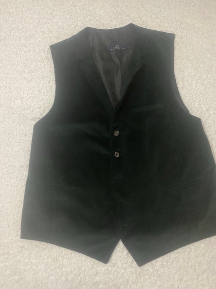 Düğmeli, kadife Parlak Yeşil, İnce Kesim erkek yeleği - Görsel 2