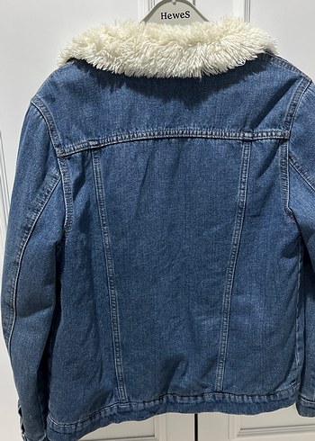 Kadın Mavi Tüylü Denim Ceket - Görsel 3