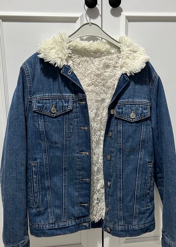 Kadın Mavi Tüylü Denim Ceket - Görsel 4